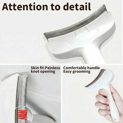 Professional Pet Deshedding Brush - Compact Undercoat Rake with Dense Teeth for Gentle Fur Removal in Long-Haired Dogs and Cats, Premium Plastic Design for Easy Daily Grooming and Dematting