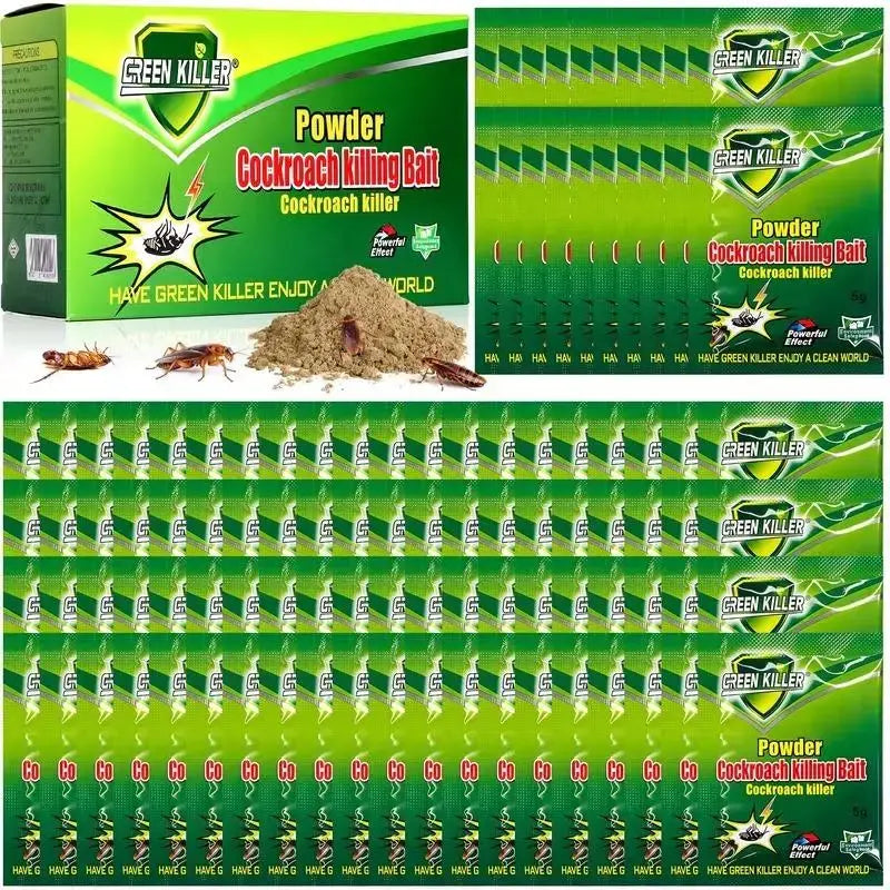High-Efficiency Cockroach Bait Powder - 50 Packets of Fast-Acting Indoor Cockroach Eliminator for Kitchens and Enclosed Spaces, Effectively Dismantles Nests and Colonies, Essential for Home and Dorm Use