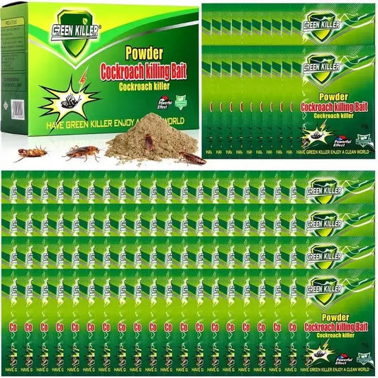 High-Efficiency Cockroach Bait Powder - 50 Packets of Fast-Acting Indoor Cockroach Eliminator for Kitchens and Enclosed Spaces, Effectively Dismantles Nests and Colonies, Essential for Home and Dorm Use