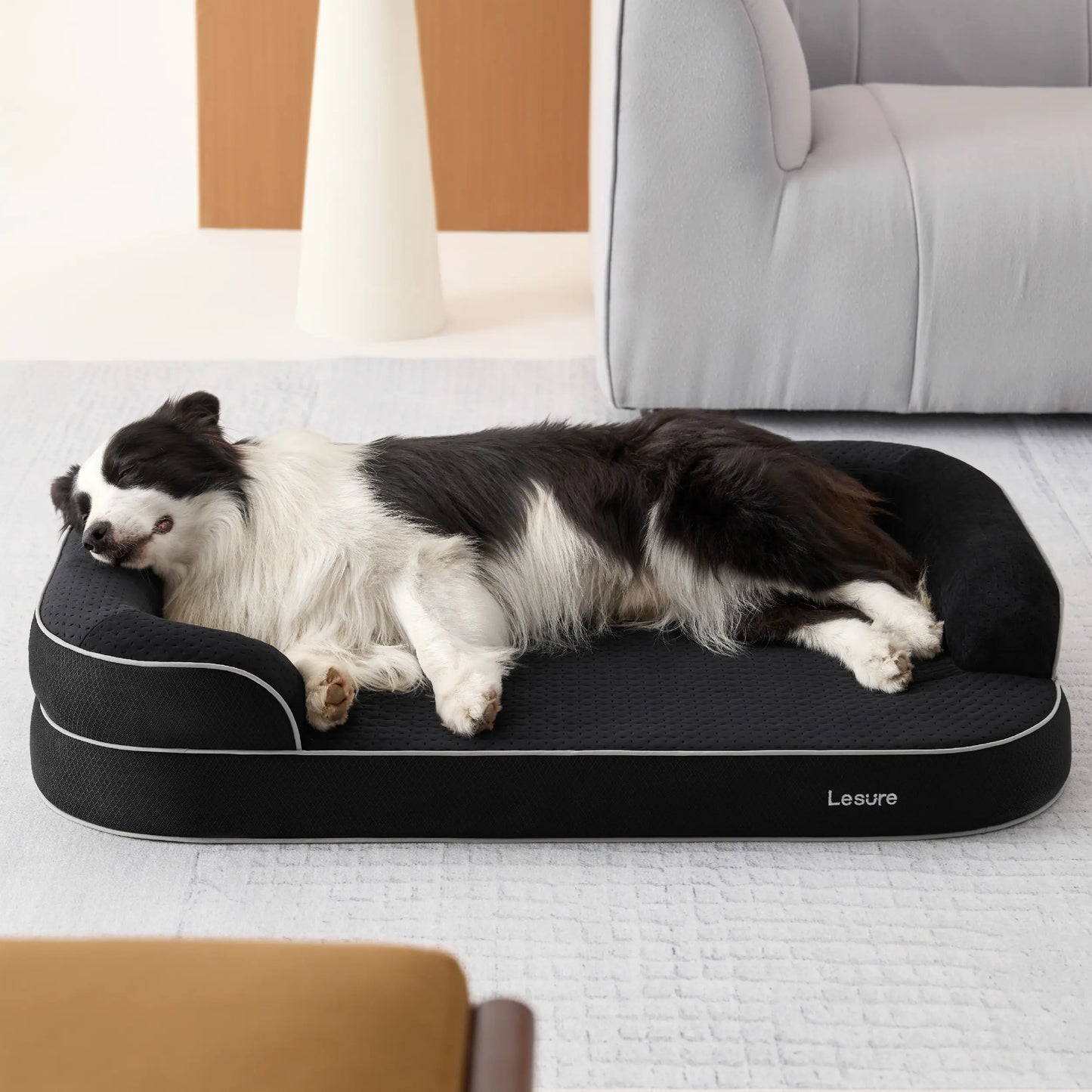 Lesure Realortho Orthopedic Dog Bed - Premium Memory Foam Support for Large and Senior Dogs, Joint Protection with Waterproof Washable Cover for Enhanced Comfort and Deep Sleep