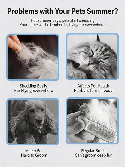 Professional Pet Deshedding Brush - Compact Undercoat Rake with Dense Teeth for Gentle Fur Removal in Long-Haired Dogs and Cats, Premium Plastic Design for Easy Daily Grooming and Dematting