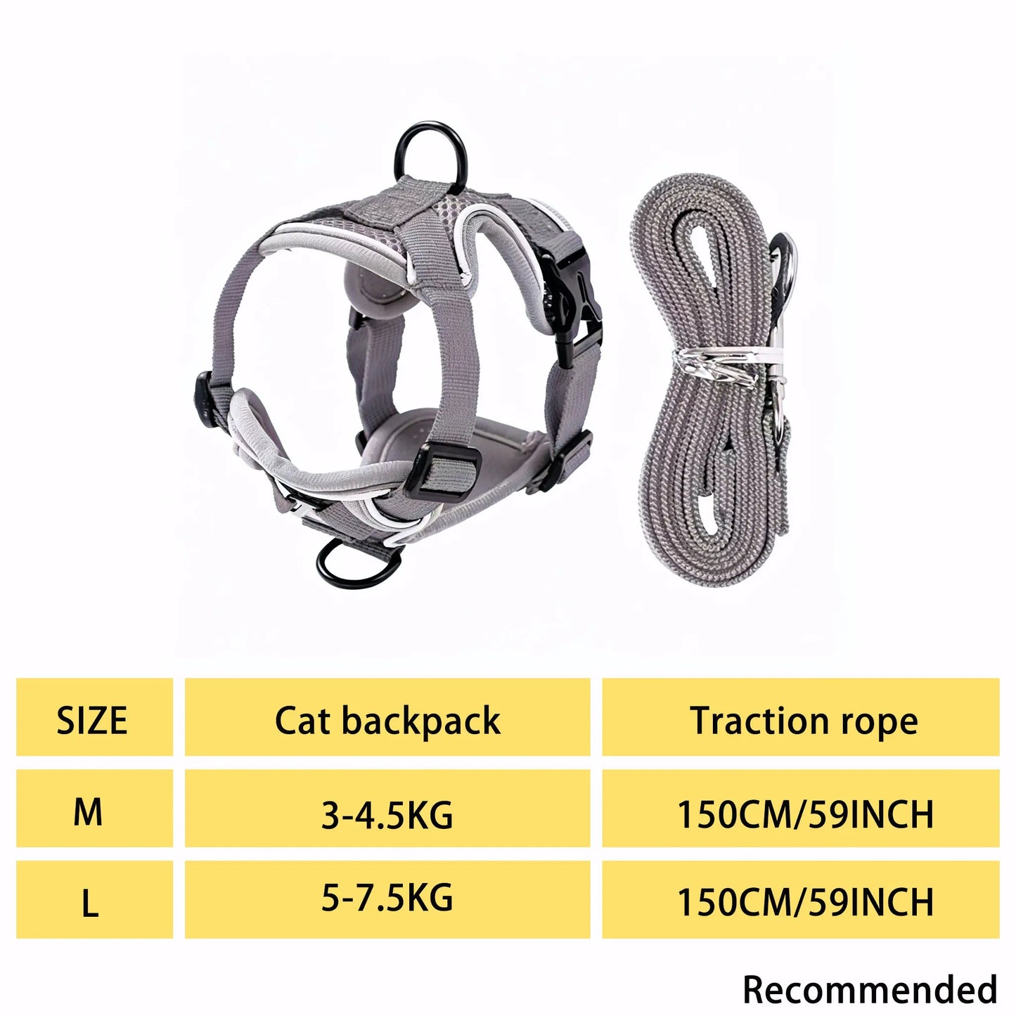 Adjustable Escape-Proof Cat Harness and Leash Set with Reflective Strip and Soft Mesh Vest for Safe Walking - Includes Breathable Summer Version