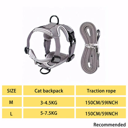 Adjustable Escape-Proof Cat Harness and Leash Set with Reflective Strip and Soft Mesh Vest for Safe Walking - Includes Breathable Summer Version