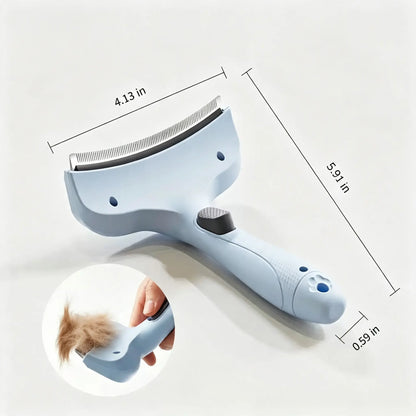 Pet Deshedding Brush for Cats & Dogs | Safe Curved Blade Self-Cleaning Undercoat Remover, Reduces 90% Shedding, Ergonomic Anti-Slip Grip Pet Grooming Comb