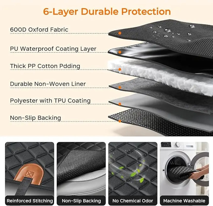 Premium Waterproof Dog Car Seat Cover - Universal Fit, Scratch-Resistant, Non-Slip, Washable Pet Travel Mat for All Seasons