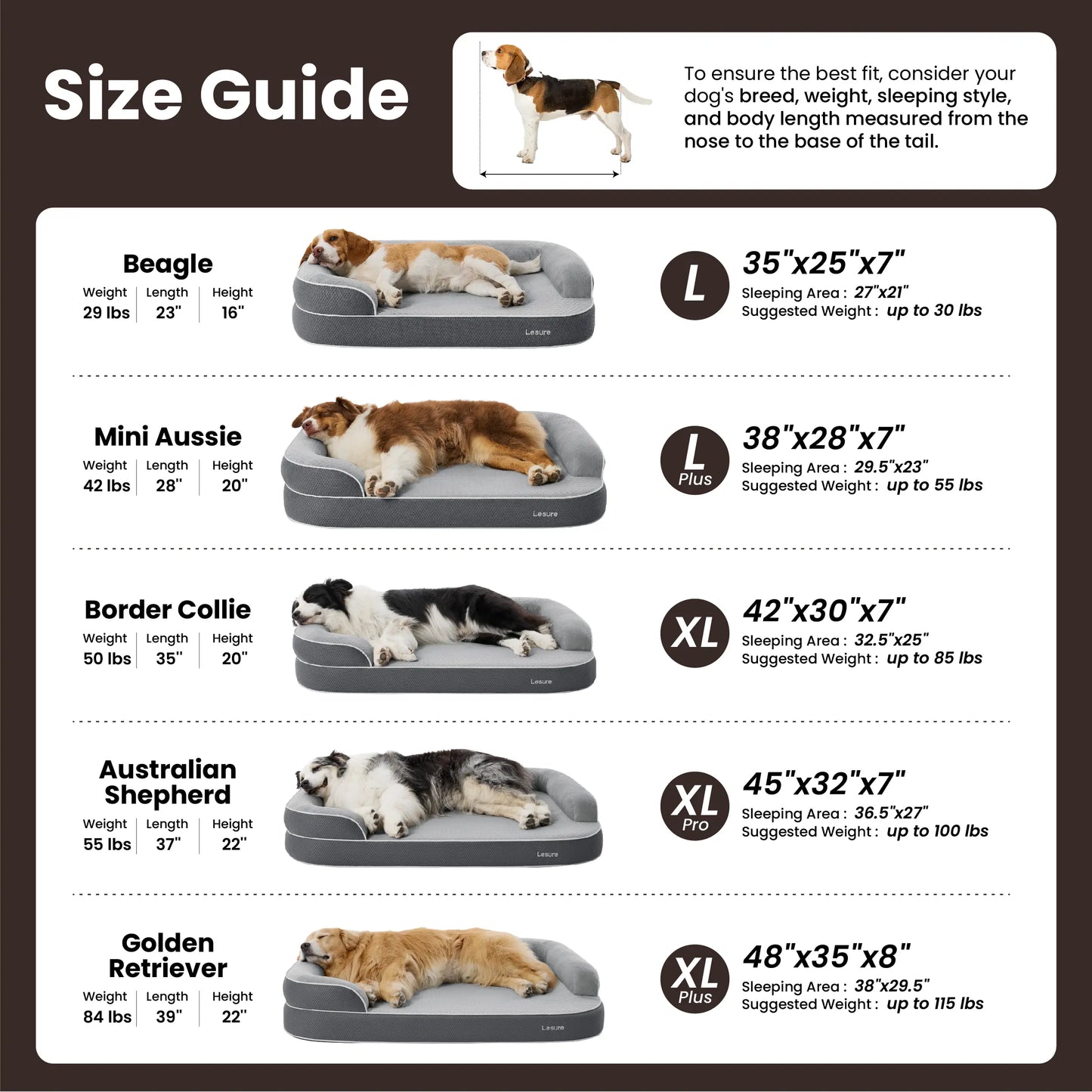 Lesure Realortho Orthopedic Dog Bed - Premium Memory Foam Support for Large and Senior Dogs, Joint Protection with Waterproof Washable Cover for Enhanced Comfort and Deep Sleep