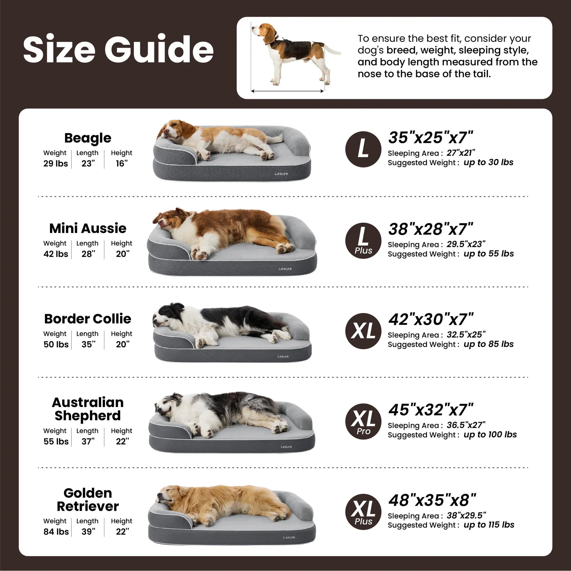 Lesure Realortho Orthopedic Dog Bed - Premium Memory Foam Support for Large and Senior Dogs, Joint Protection with Waterproof Washable Cover for Enhanced Comfort and Deep Sleep