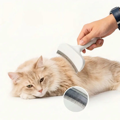 Professional Pet Deshedding Brush - Compact Undercoat Rake with Dense Teeth for Gentle Fur Removal in Long-Haired Dogs and Cats, Premium Plastic Design for Easy Daily Grooming and Dematting