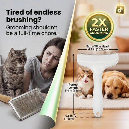 Professional Pet Deshedding Brush - Compact Undercoat Rake with Dense Teeth for Gentle Fur Removal in Long-Haired Dogs and Cats, Premium Plastic Design for Easy Daily Grooming and Dematting