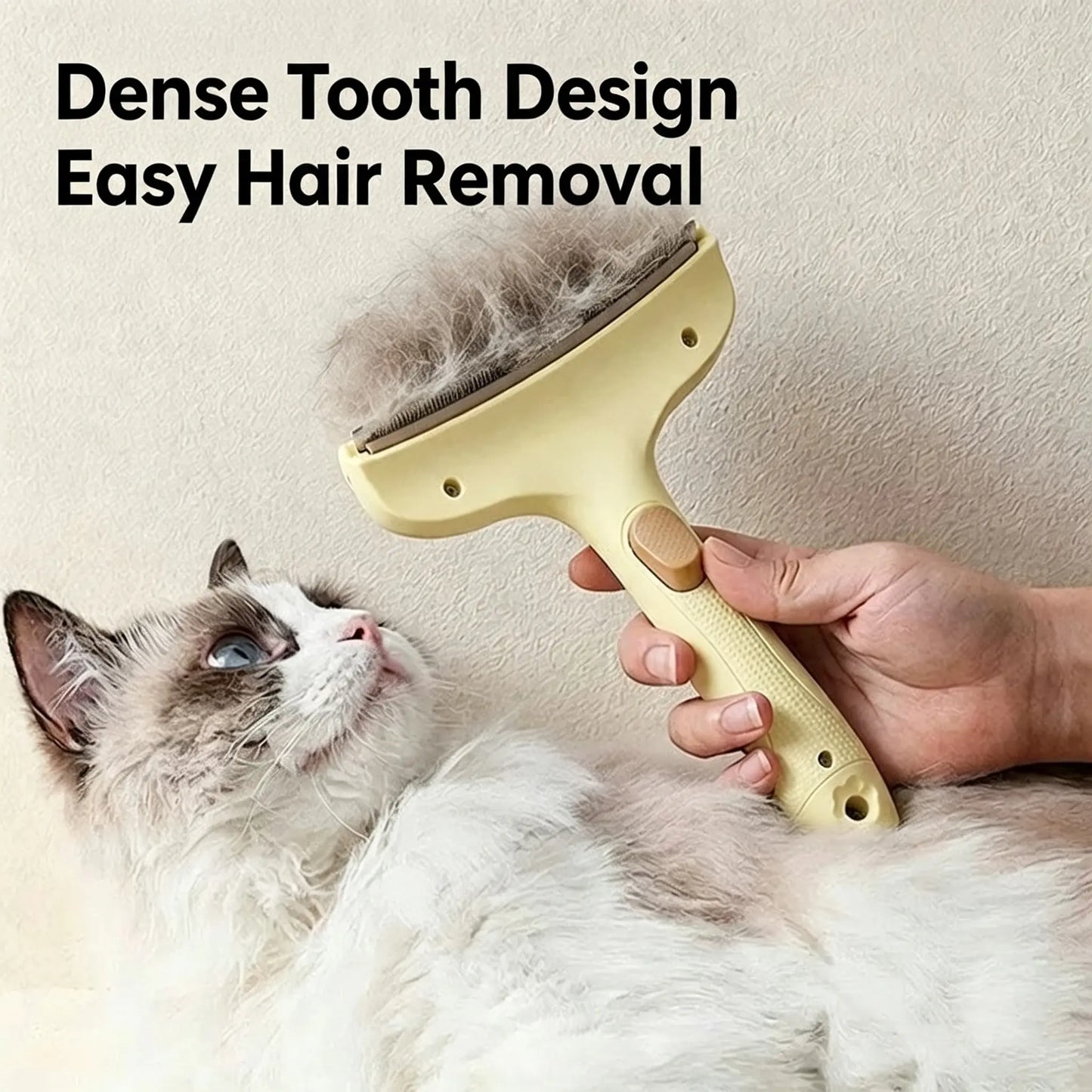 Pet Deshedding Brush for Cats & Dogs | Safe Curved Blade Self-Cleaning Undercoat Remover, Reduces 90% Shedding, Ergonomic Anti-Slip Grip Pet Grooming Comb