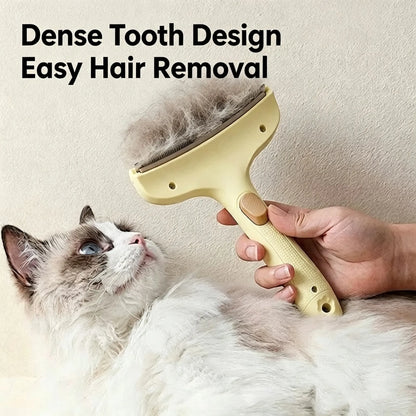 Pet Deshedding Brush for Cats & Dogs | Safe Curved Blade Self-Cleaning Undercoat Remover, Reduces 90% Shedding, Ergonomic Anti-Slip Grip Pet Grooming Comb