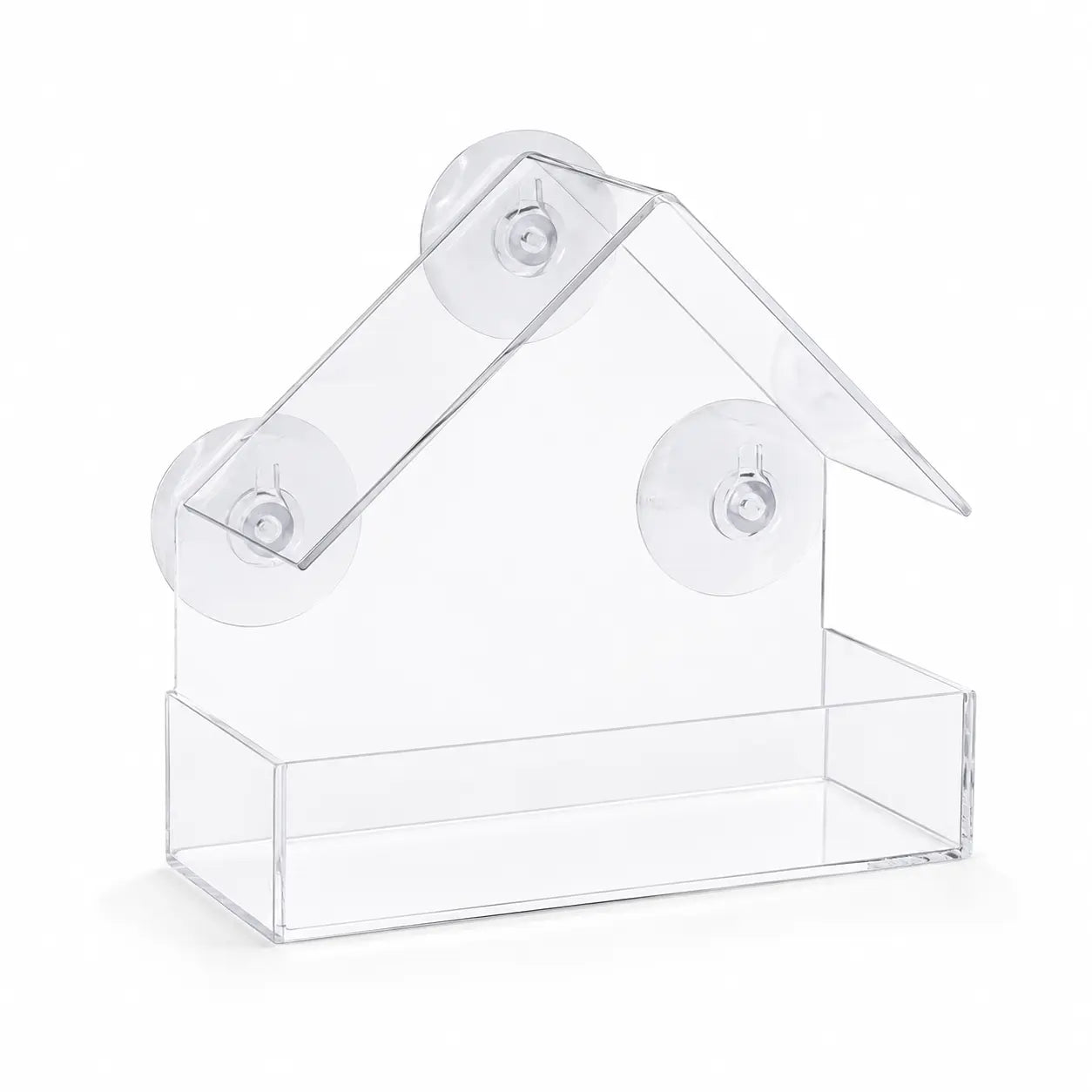 Clear Window Bird Feeder with Suction Cups - House-Shaped Tray for Bird Watching