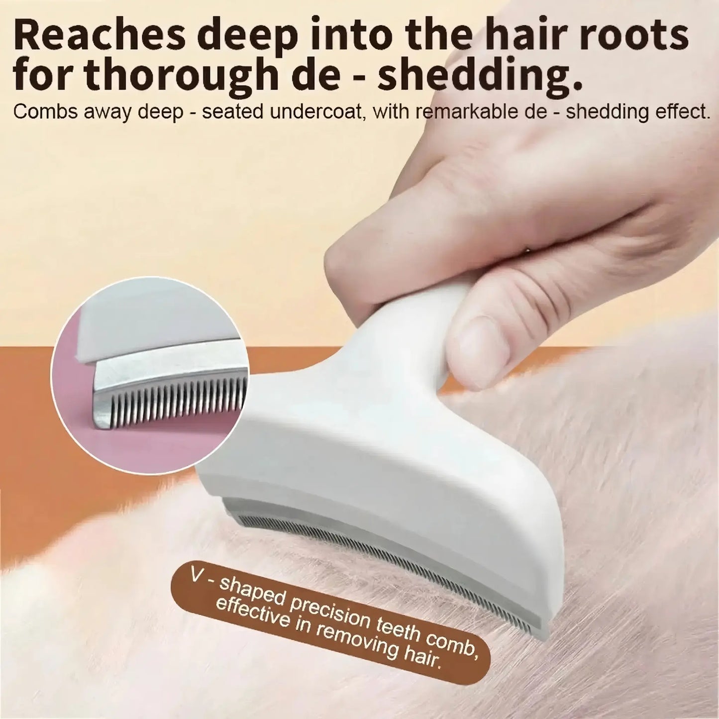 Professional Pet Deshedding Brush - Compact Undercoat Rake with Dense Teeth for Gentle Fur Removal in Long-Haired Dogs and Cats, Premium Plastic Design for Easy Daily Grooming and Dematting