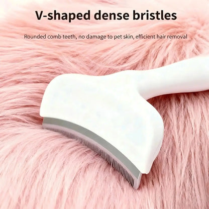 Professional Pet Deshedding Brush - Compact Undercoat Rake with Dense Teeth for Gentle Fur Removal in Long-Haired Dogs and Cats, Premium Plastic Design for Easy Daily Grooming and Dematting