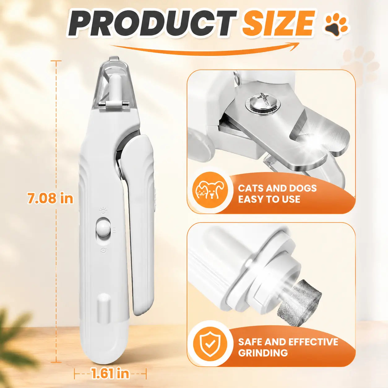 2-in-1 Dog Nail Grinder and Clipper with LED Lights for All Dog and Cat Sizes