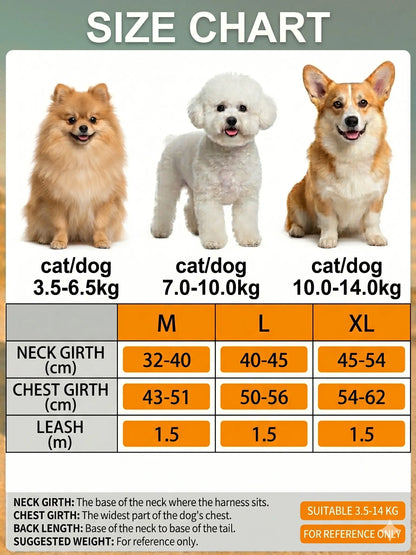 Adjustable Pet Harness and Leash Set - Soft Suede Vest, Durable and Reflective, Tangle-Free Leash for Convenient Walking, Perfect for Daily Use and Nighttime Outdoor Activities