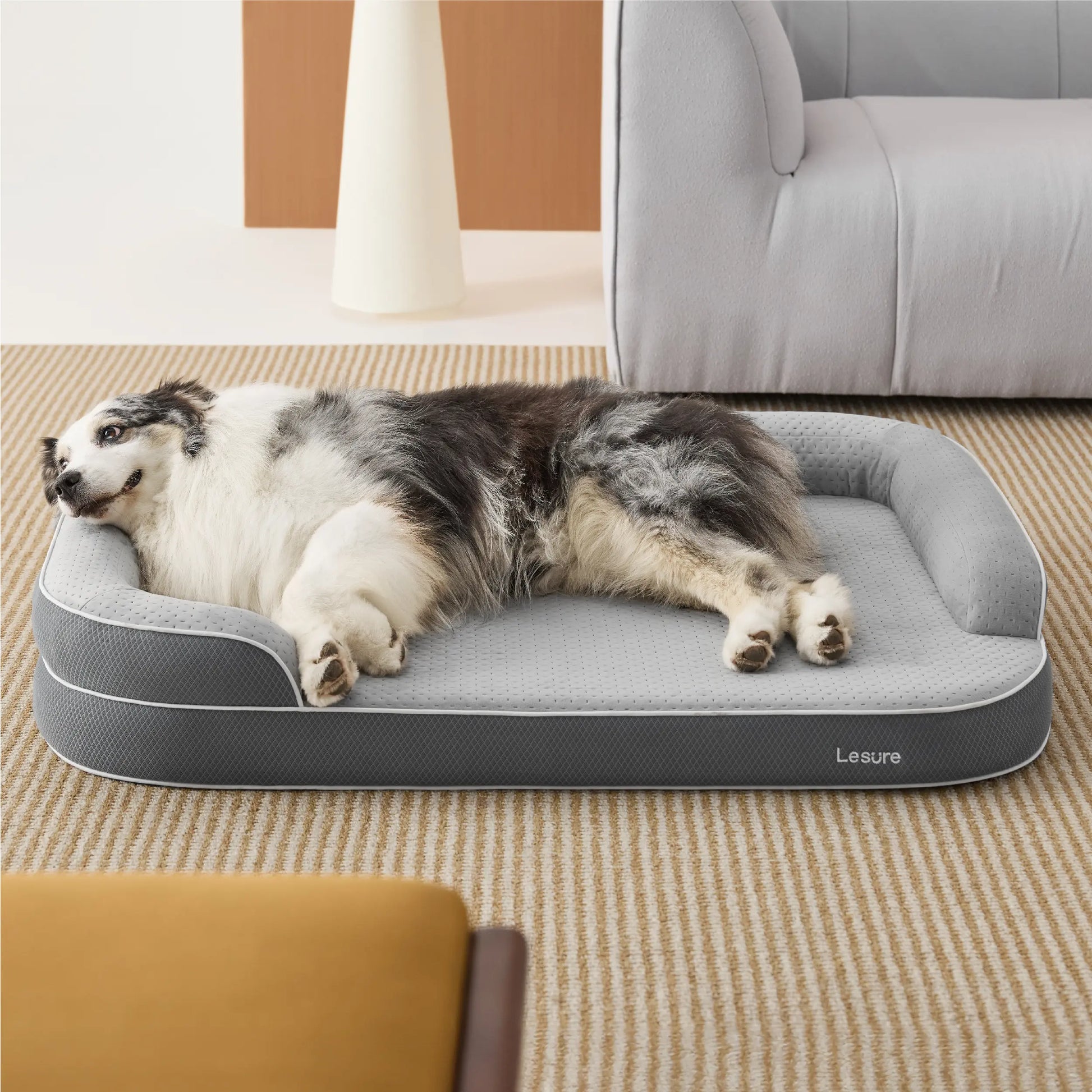 Lesure Realortho Orthopedic Dog Bed - Premium Memory Foam Support for Large and Senior Dogs, Joint Protection with Waterproof Washable Cover for Enhanced Comfort and Deep Sleep