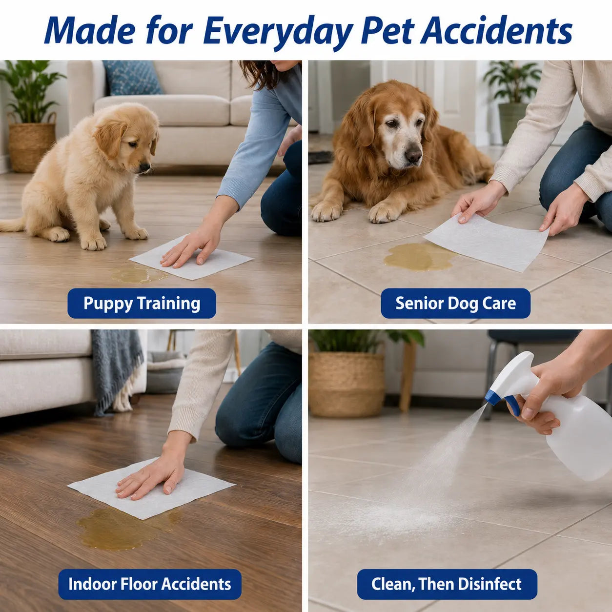 L&W BROS. Quick Absorbent Pet Sheets - Advanced Solution for Dog Urine Stain and Odor Removal