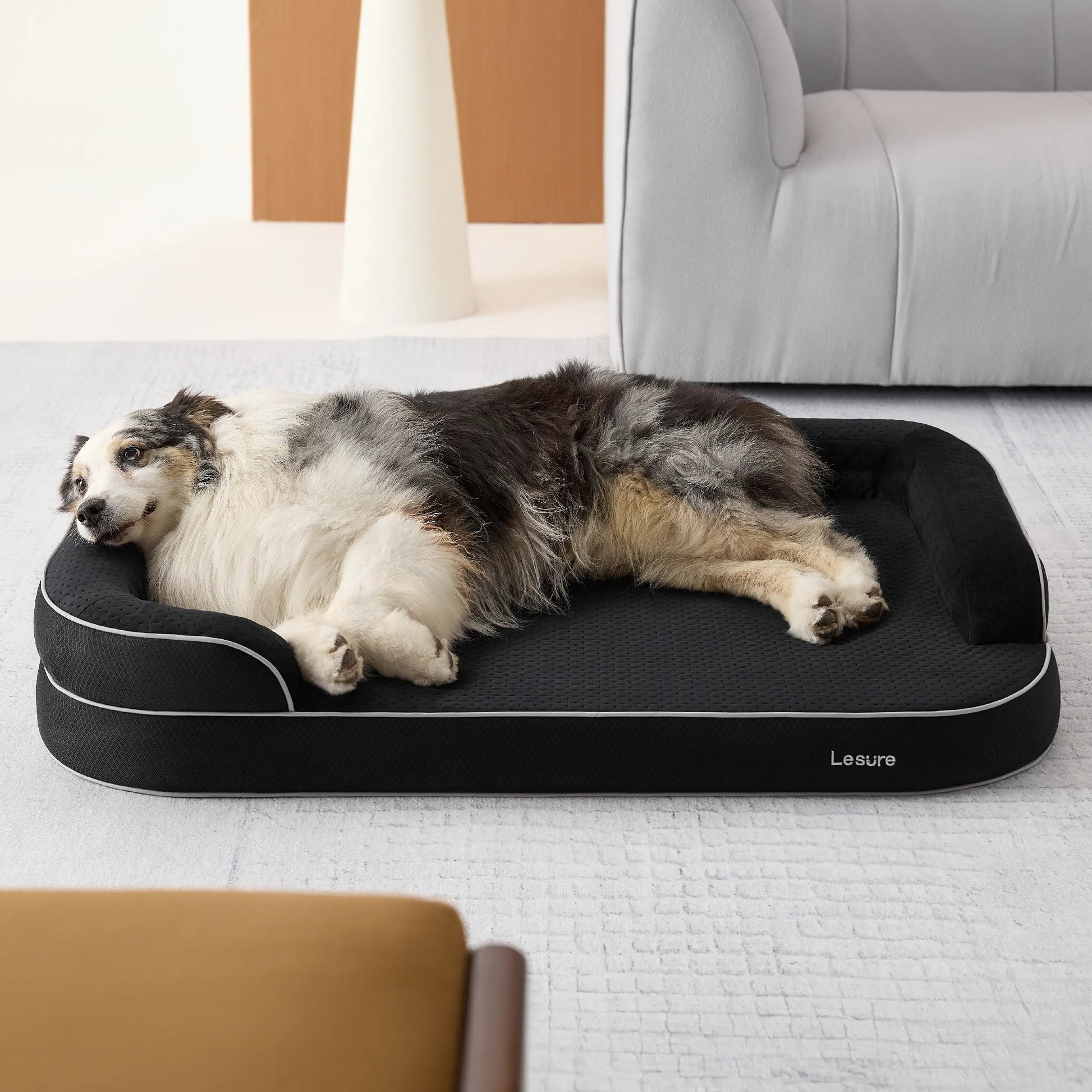 Lesure Realortho Orthopedic Dog Bed - Premium Memory Foam Support for Large and Senior Dogs, Joint Protection with Waterproof Washable Cover for Enhanced Comfort and Deep Sleep