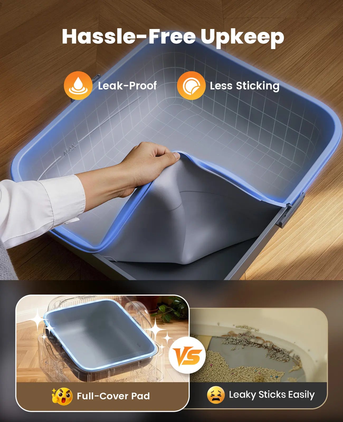 Oneisall Smart Self-Cleaning Litter Box , Open-Top Easy Rinse Structure, APP Remote Control, 11L Big Waste Drawer for Adult Large Cats