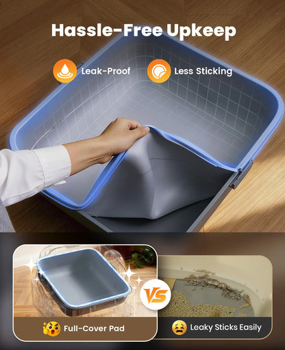 Oneisall Smart Self-Cleaning Litter Box , Open-Top Easy Rinse Structure, APP Remote Control, 11L Big Waste Drawer for Adult Large Cats