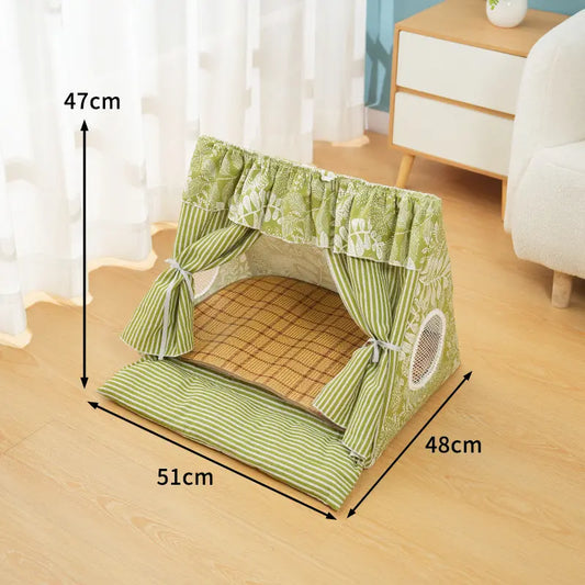 Cozy Washable Semi-Enclosed Pet Tent Bed for Small to Medium Cats and Dogs - Plush Cave for All Seasons