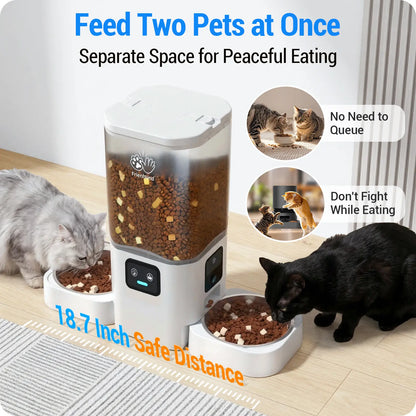 Frienhund Smart Pet Feeder with Dual Camera Options – 7L Capacity, 1080P HD Monitoring, Night Vision, App Control, Timed Feeding, and Dual Stainless Steel Bowls for Multi-Pet Homes