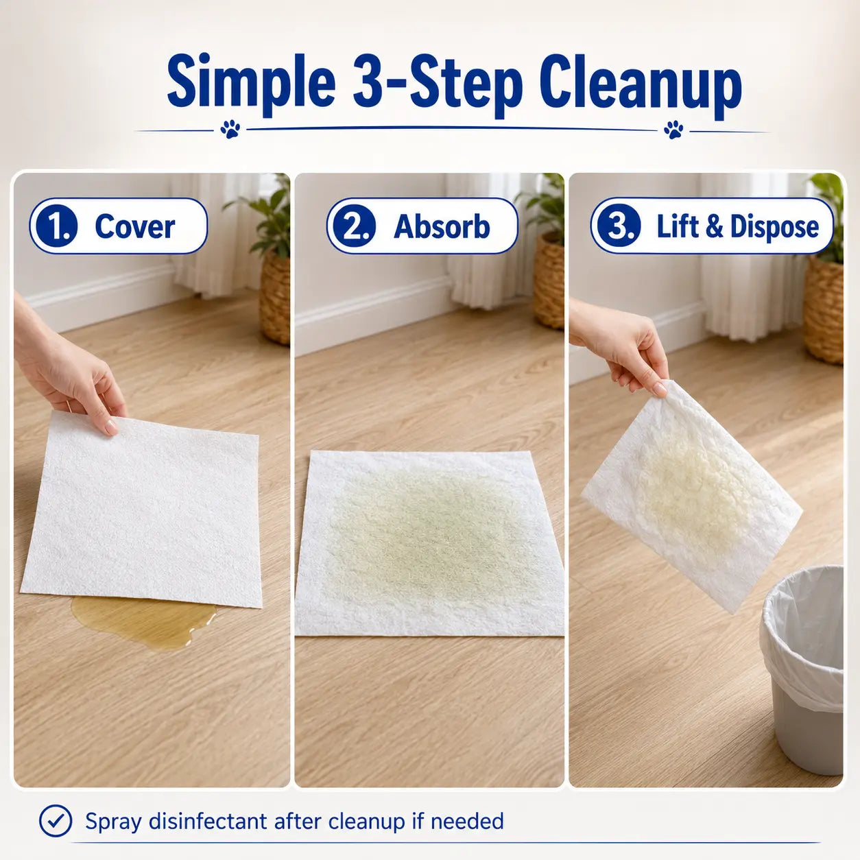L&W BROS. Quick Absorbent Pet Sheets - Advanced Solution for Dog Urine Stain and Odor Removal